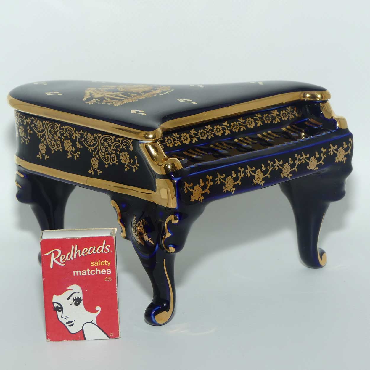 Limoges Castel France Blue and Gilt Grand Piano trinket box | Grande size