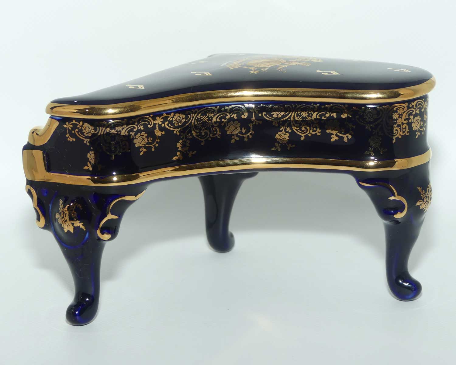 Limoges Castel France Blue and Gilt Grand Piano trinket box | Grande size