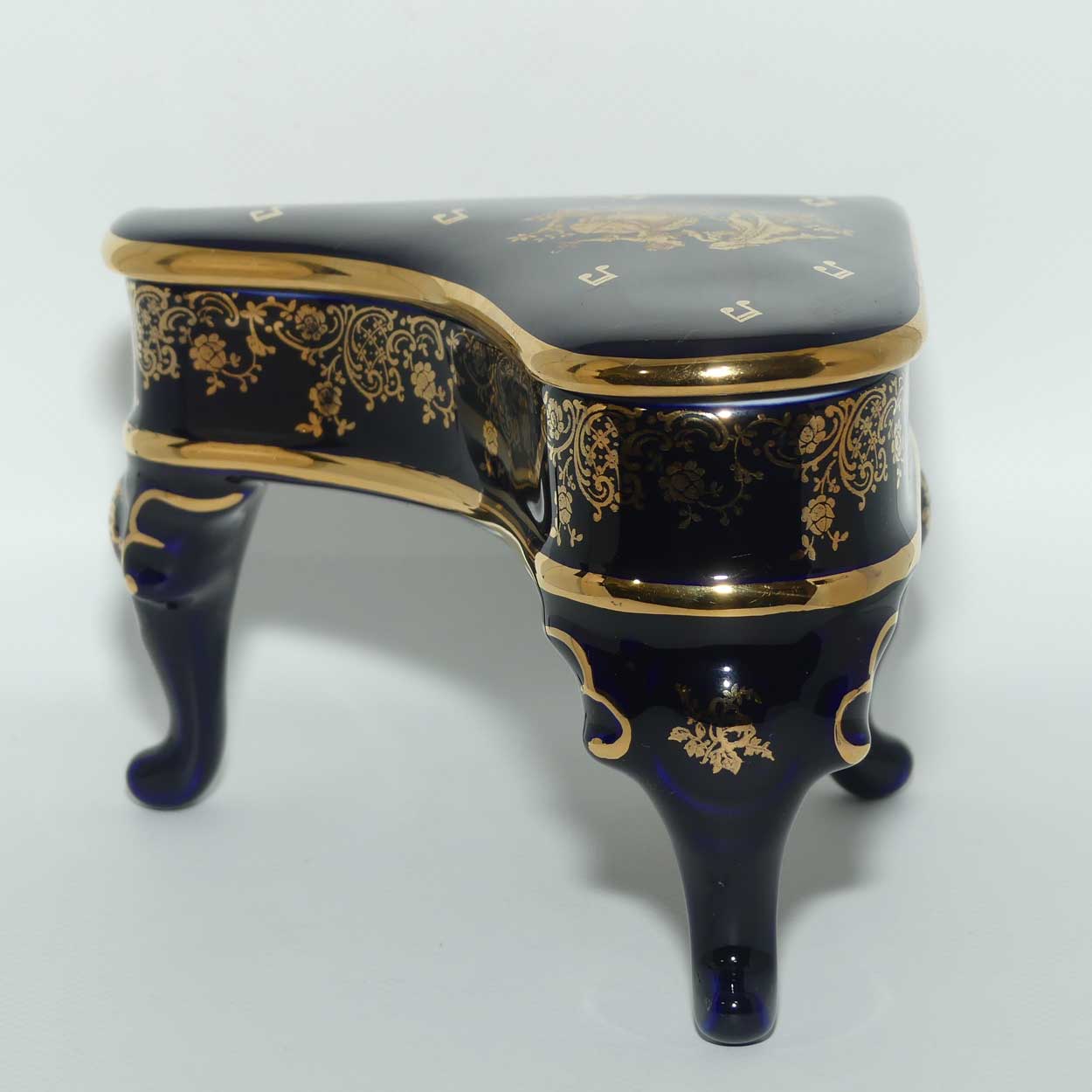 Limoges Castel France Blue and Gilt Grand Piano trinket box | Grande size
