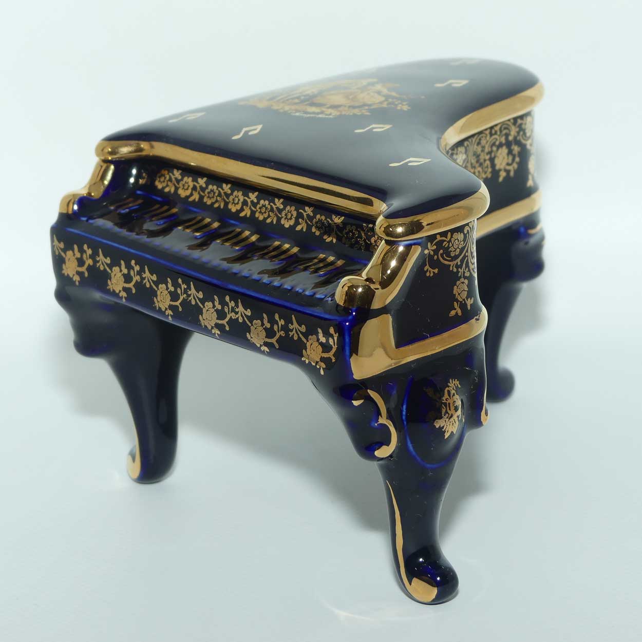 Limoges Castel France Blue and Gilt Grand Piano trinket box | Grande size