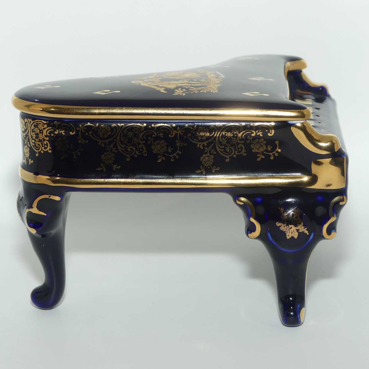Limoges Castel France Blue and Gilt Grand Piano trinket box | Grande size