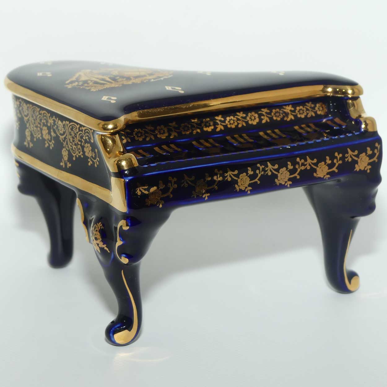Limoges Castel France Blue and Gilt Grand Piano trinket box | Grande size