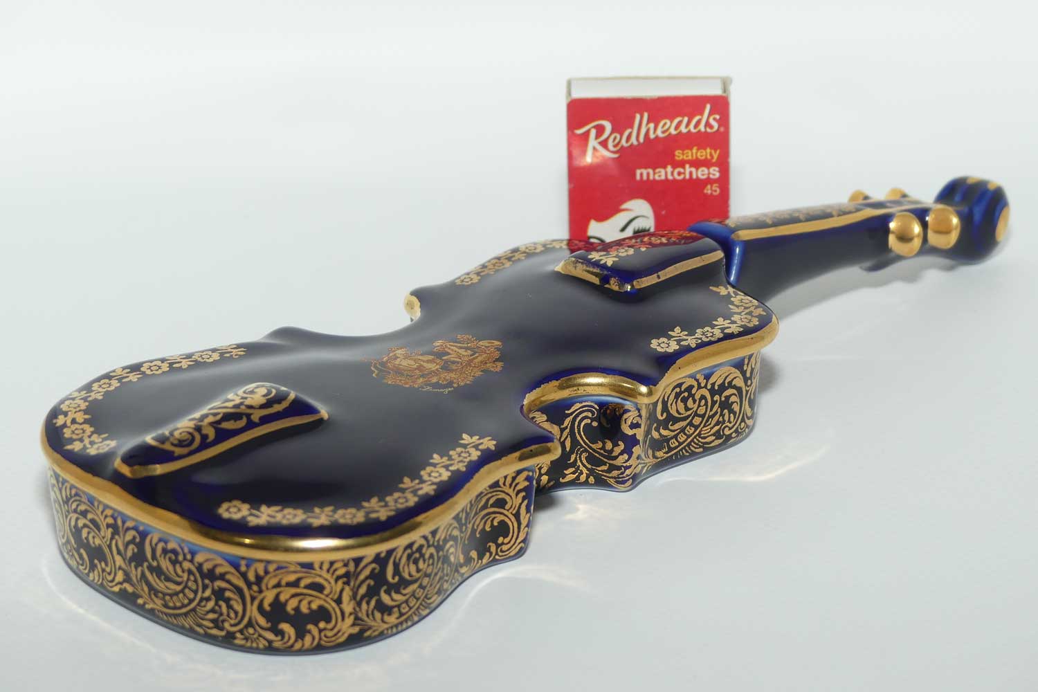 Limoges Castel France Blue and Gilt Violin trinket box | Grande size