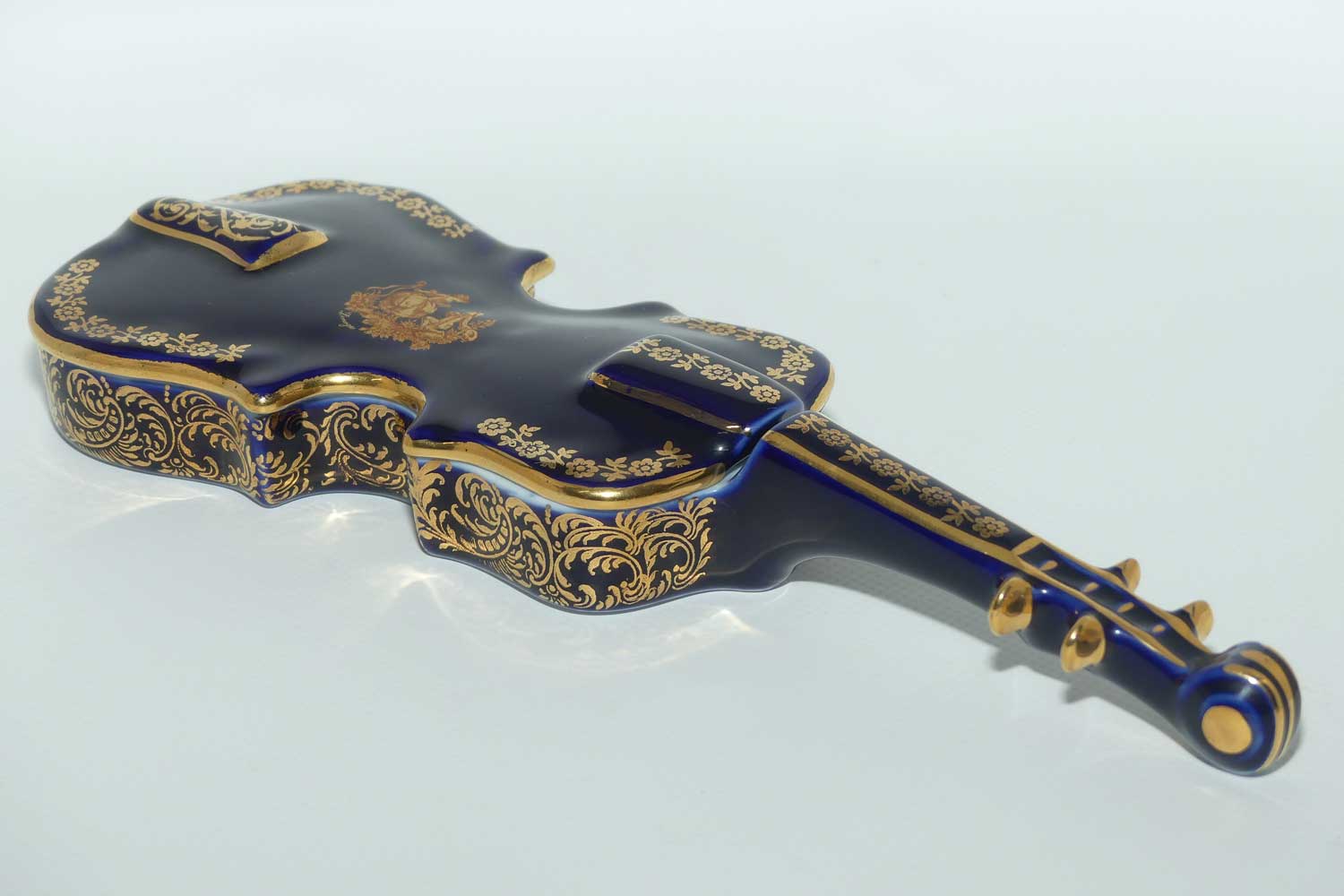 Limoges Castel France Blue and Gilt Violin trinket box | Grande size