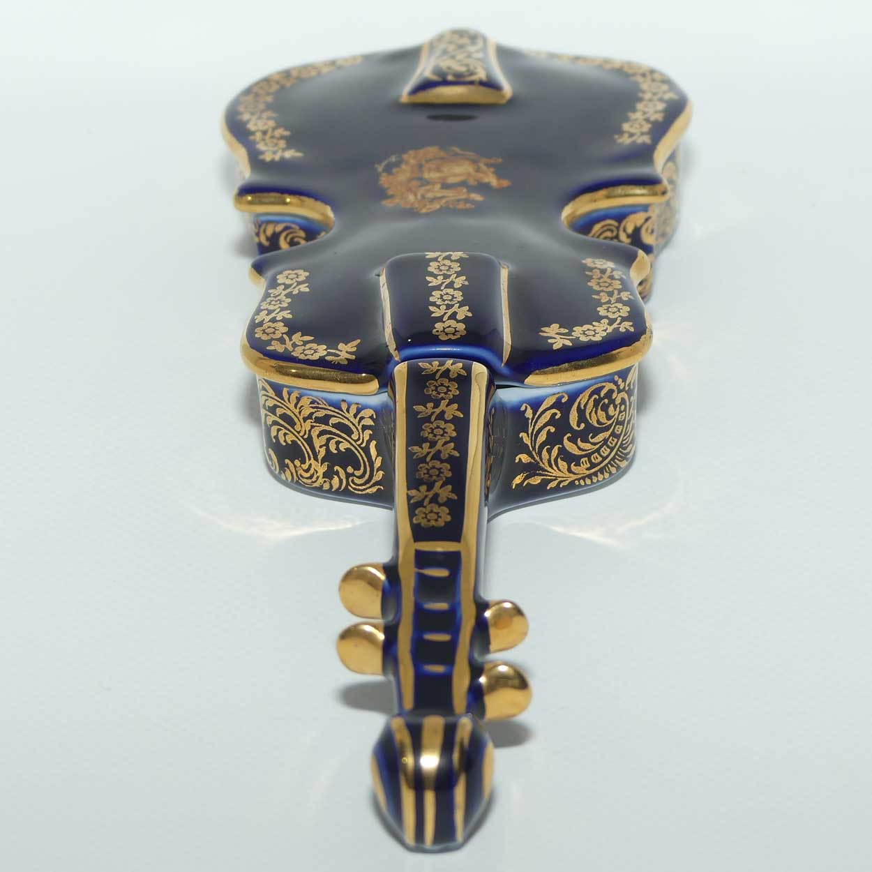 Limoges Castel France Blue and Gilt Violin trinket box | Grande size