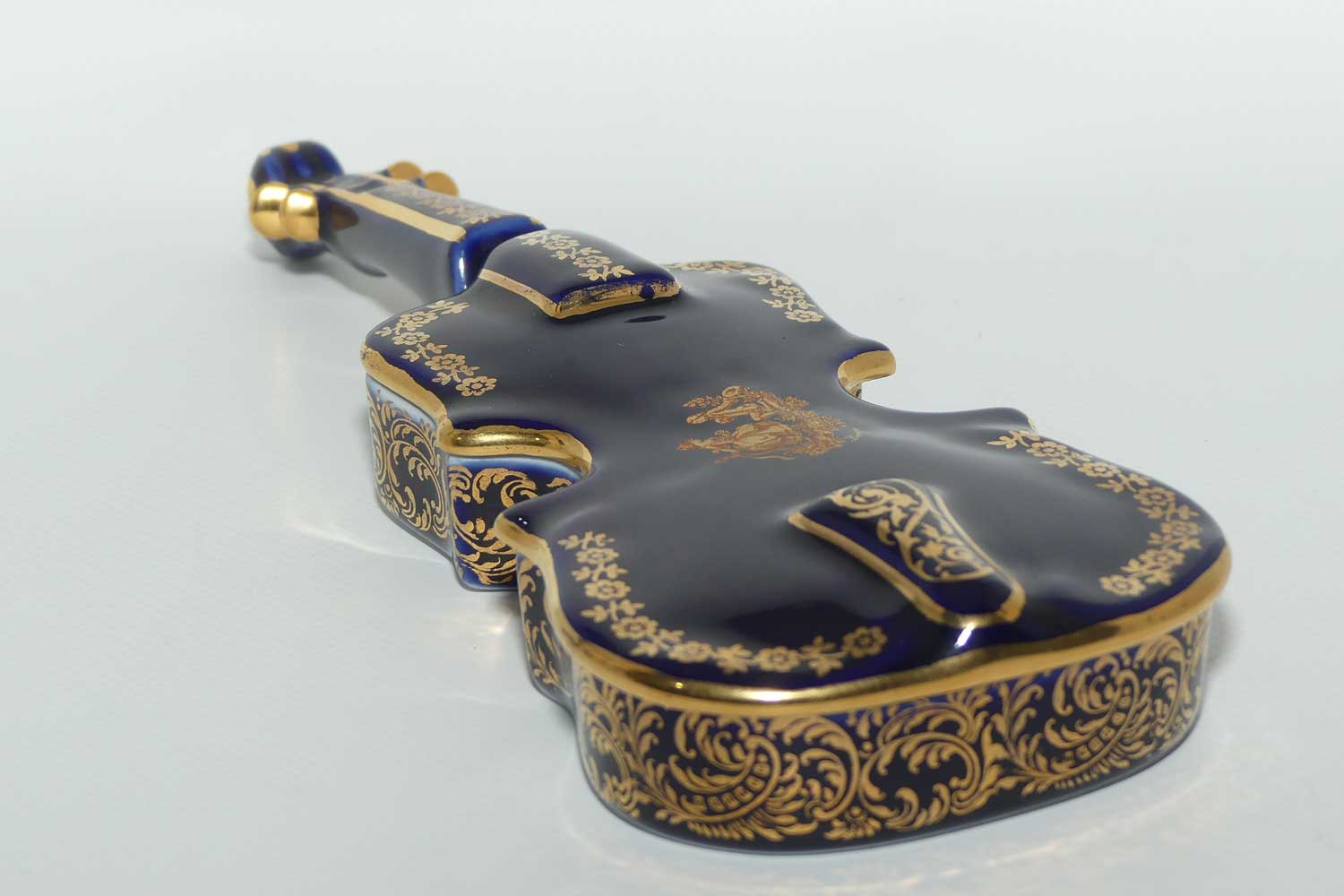 Limoges Castel France Blue and Gilt Violin trinket box | Grande size