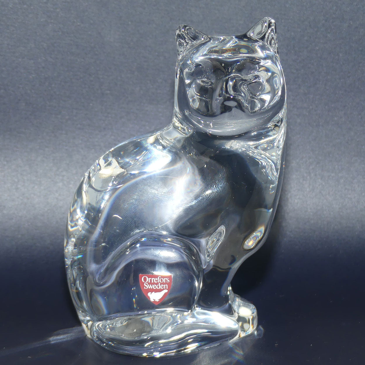 Orrefors Crystal Cat paperweight | 12.5cm tall