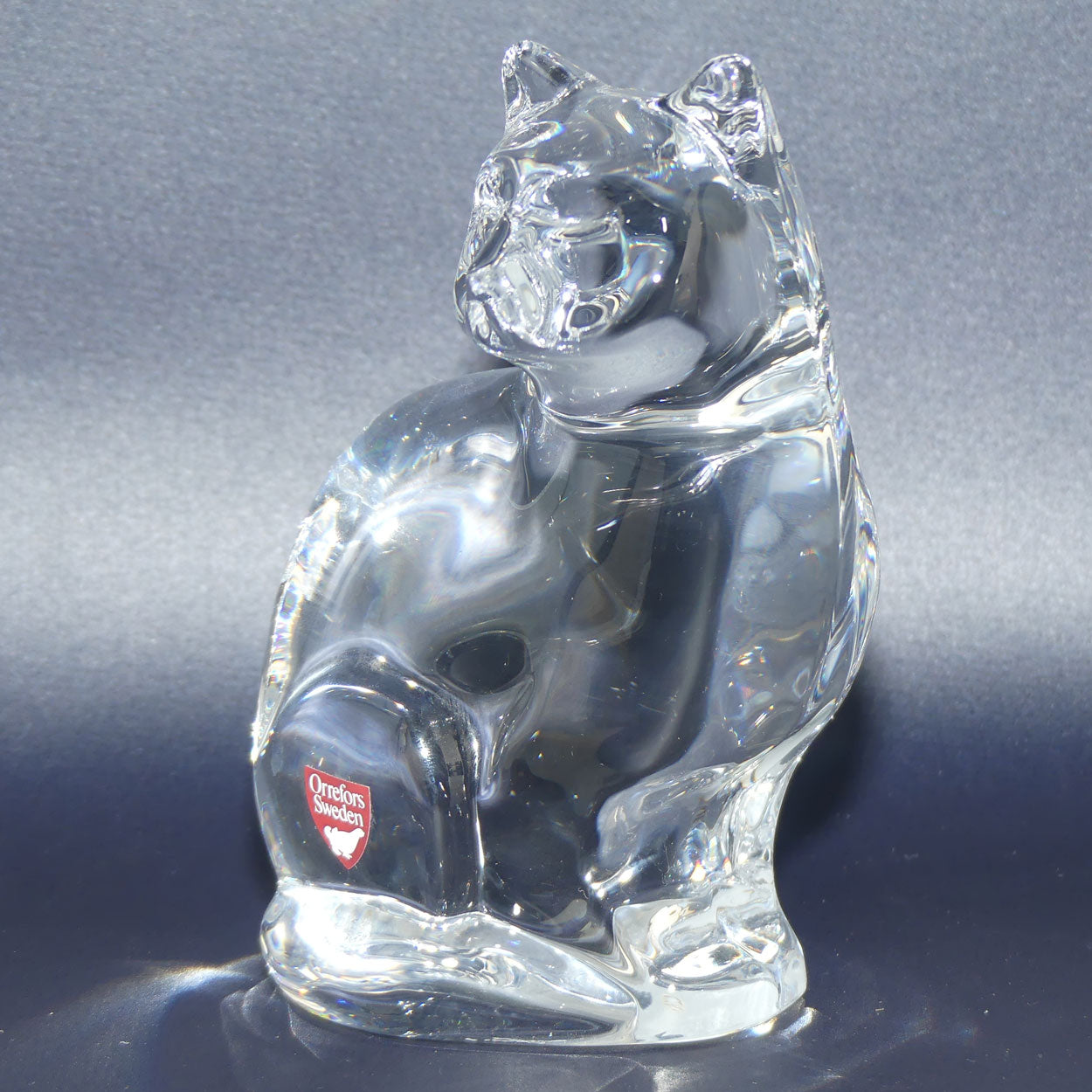 Orrefors Crystal Cat paperweight | 12.5cm tall