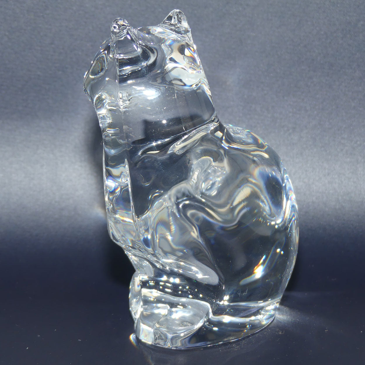 Orrefors Crystal Cat paperweight | 12.5cm tall