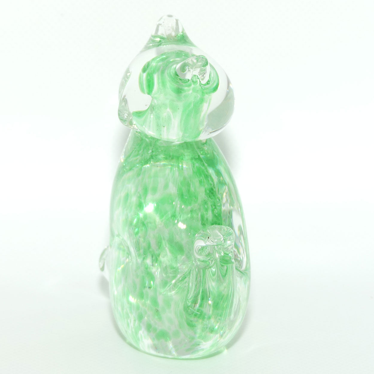 Murano Glass Lime Green and Clear Cat figure
