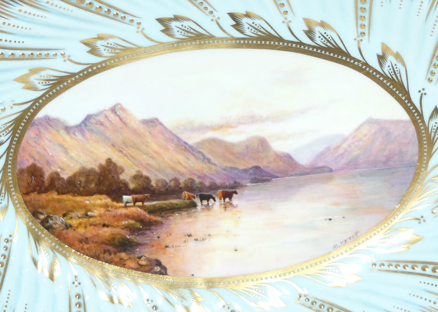 Coalport Prestige hand painted and gilt decorated Rural Scene | Cattle comport by Malcolm Harnett