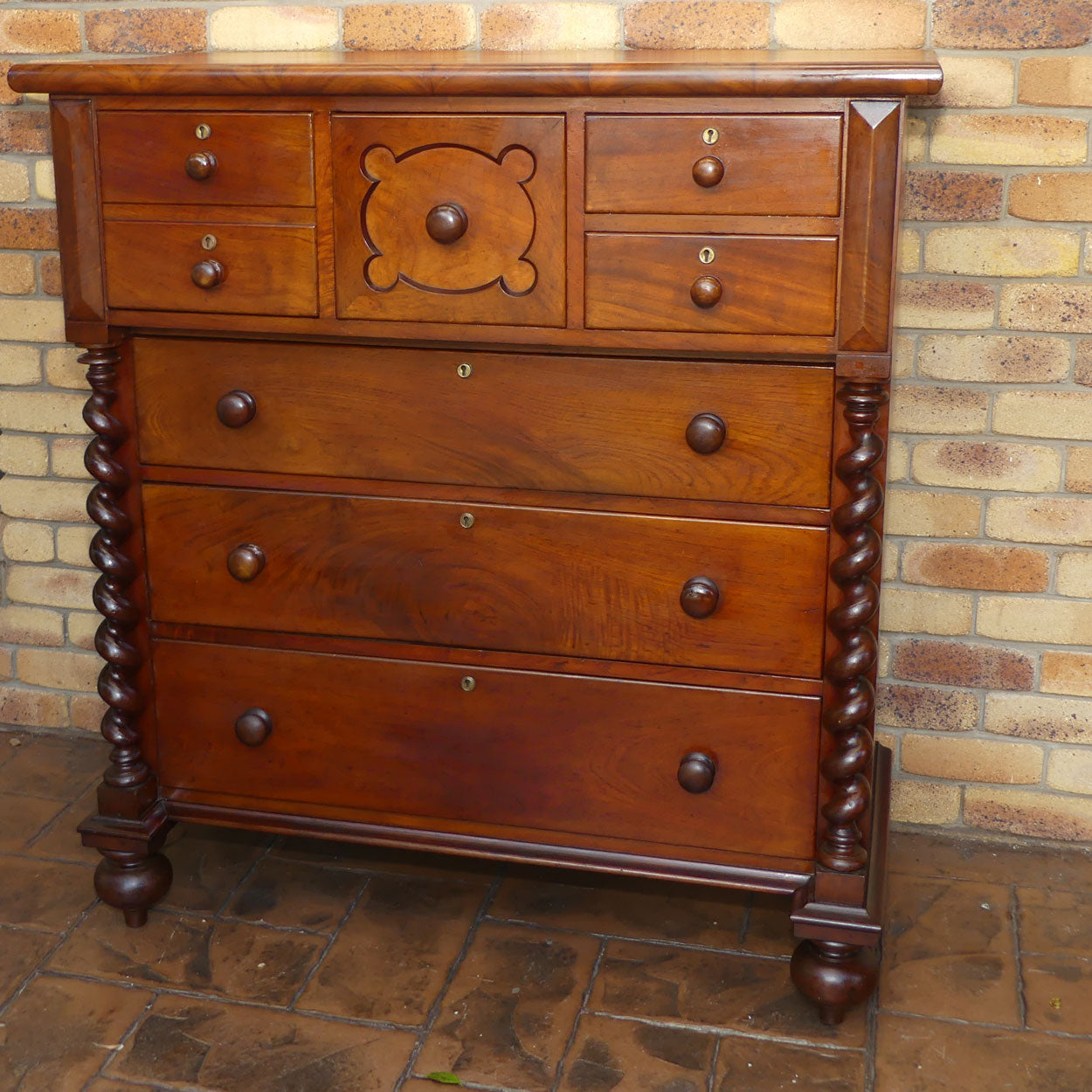 Australian Colonial Cedar chest of 7 drawers | Barley Twist columns | c.1890