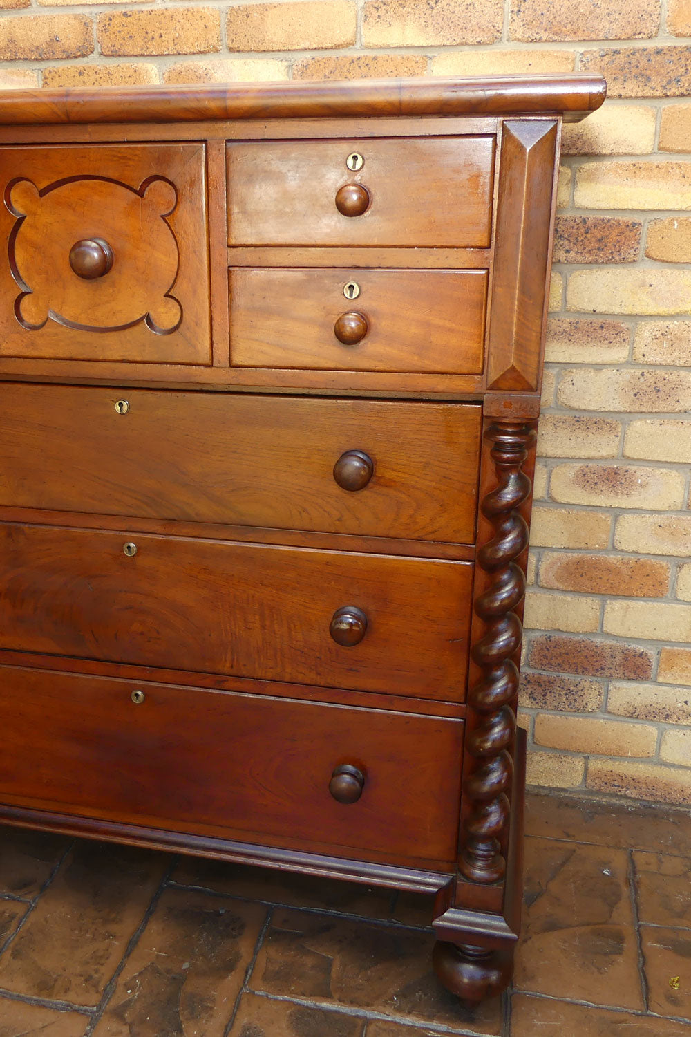Australian Colonial Cedar chest of 7 drawers | Barley Twist columns | c.1890