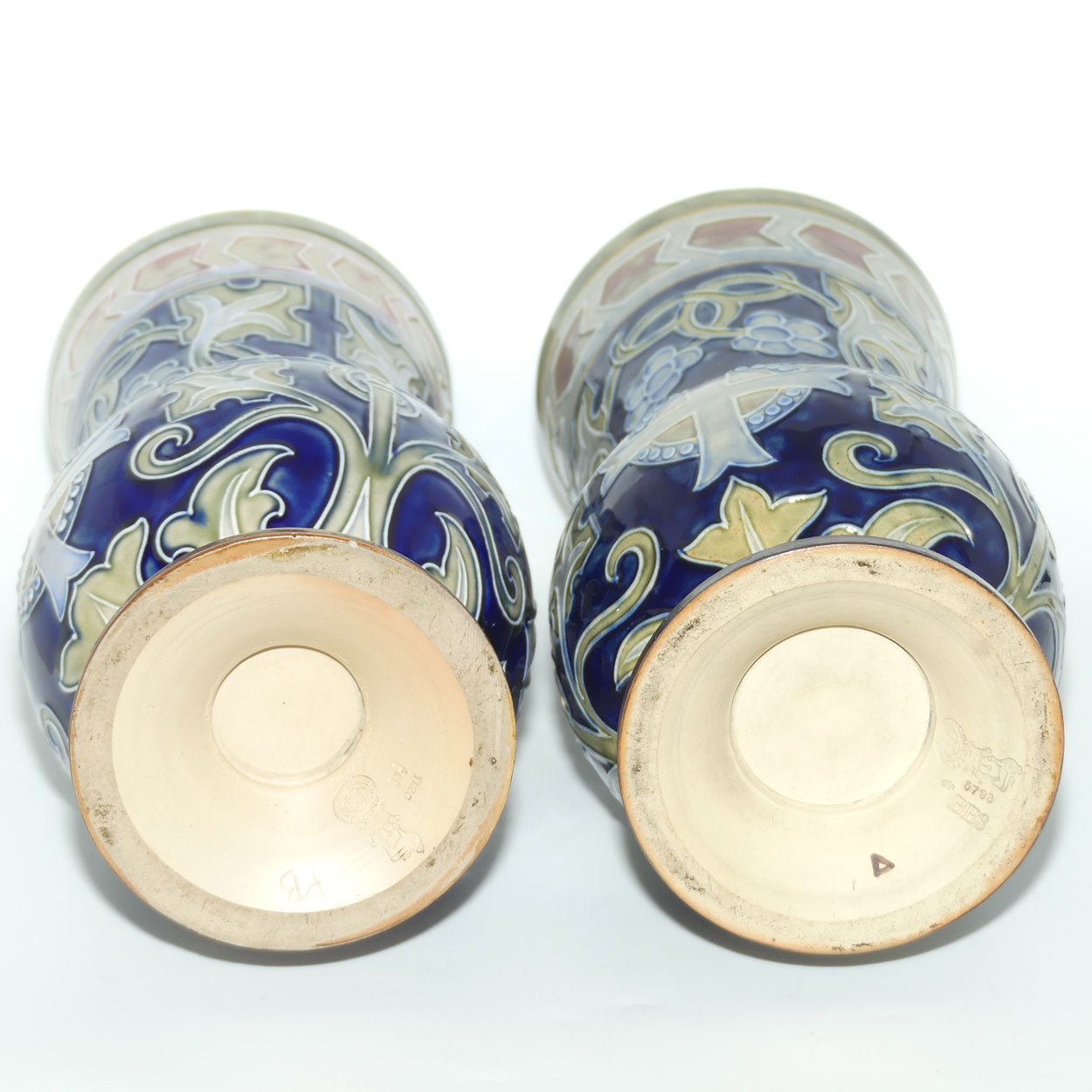 Royal Doulton stoneware pair of Art Nouveau Celtic design vases