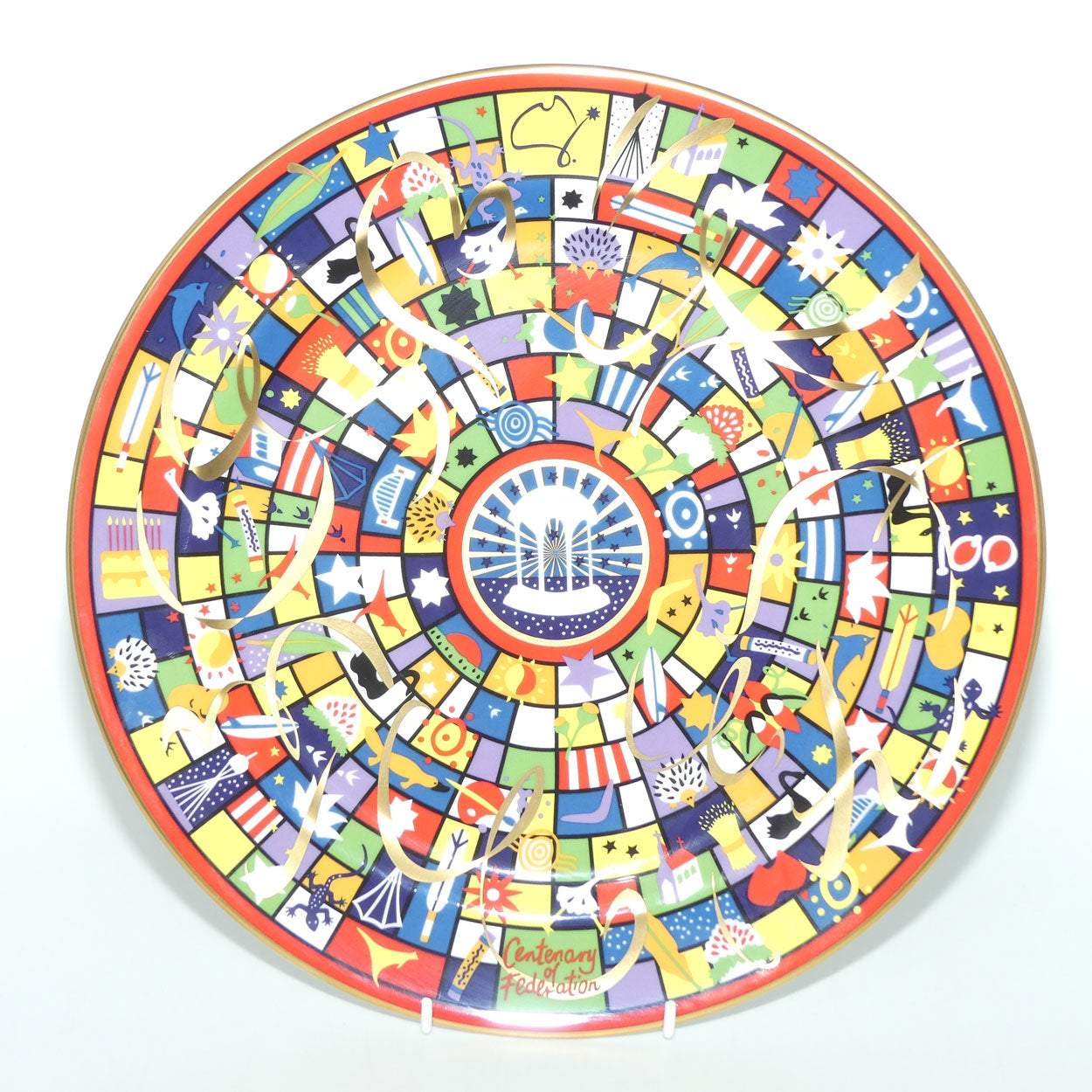 Wedgwood Australia Centenary of Federation | Celebration Squares Art Plate | 32cm | signed, box + Cert