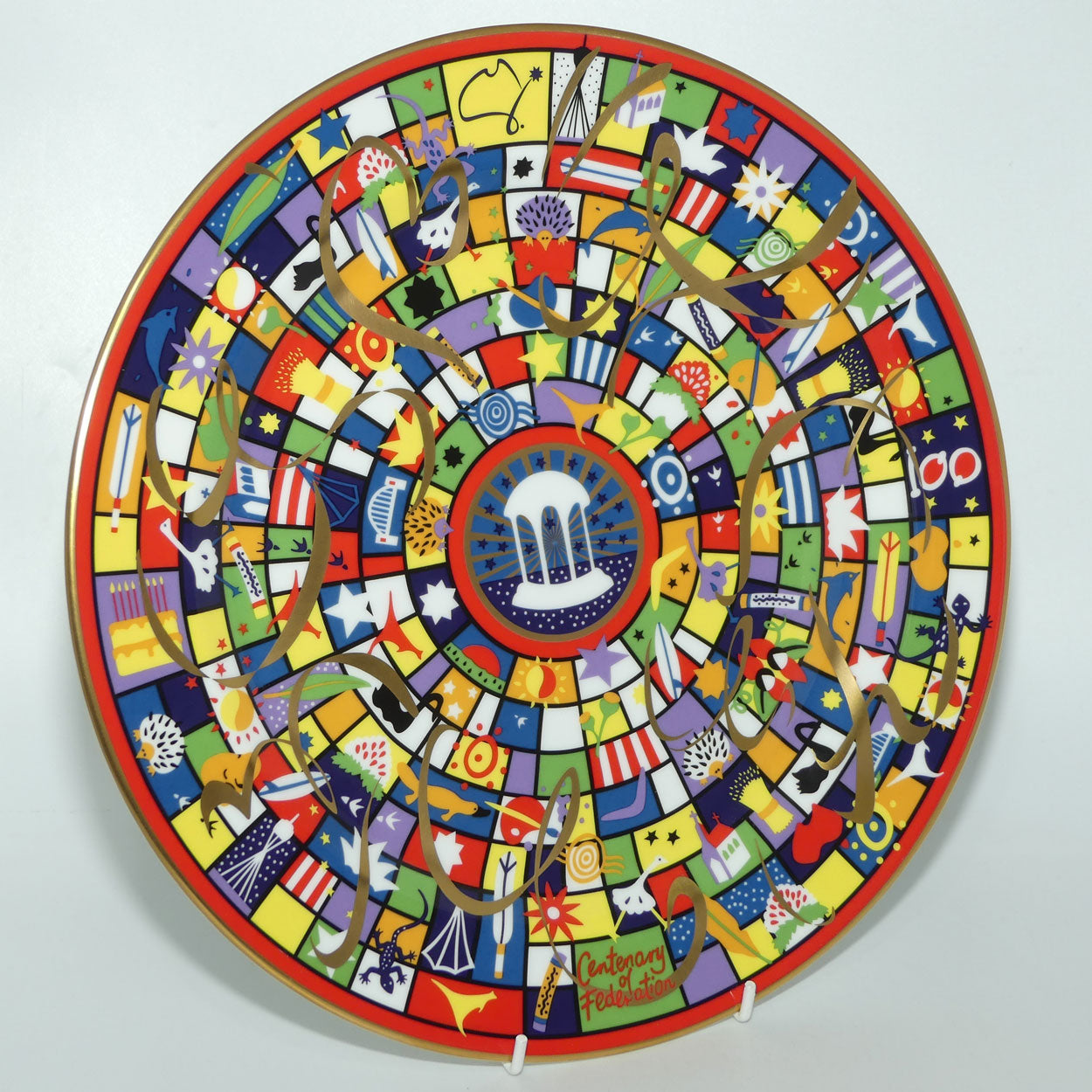 Wedgwood Australia Centenary of Federation | Celebration Squares Art Plate | 32cm | signed, box + Cert