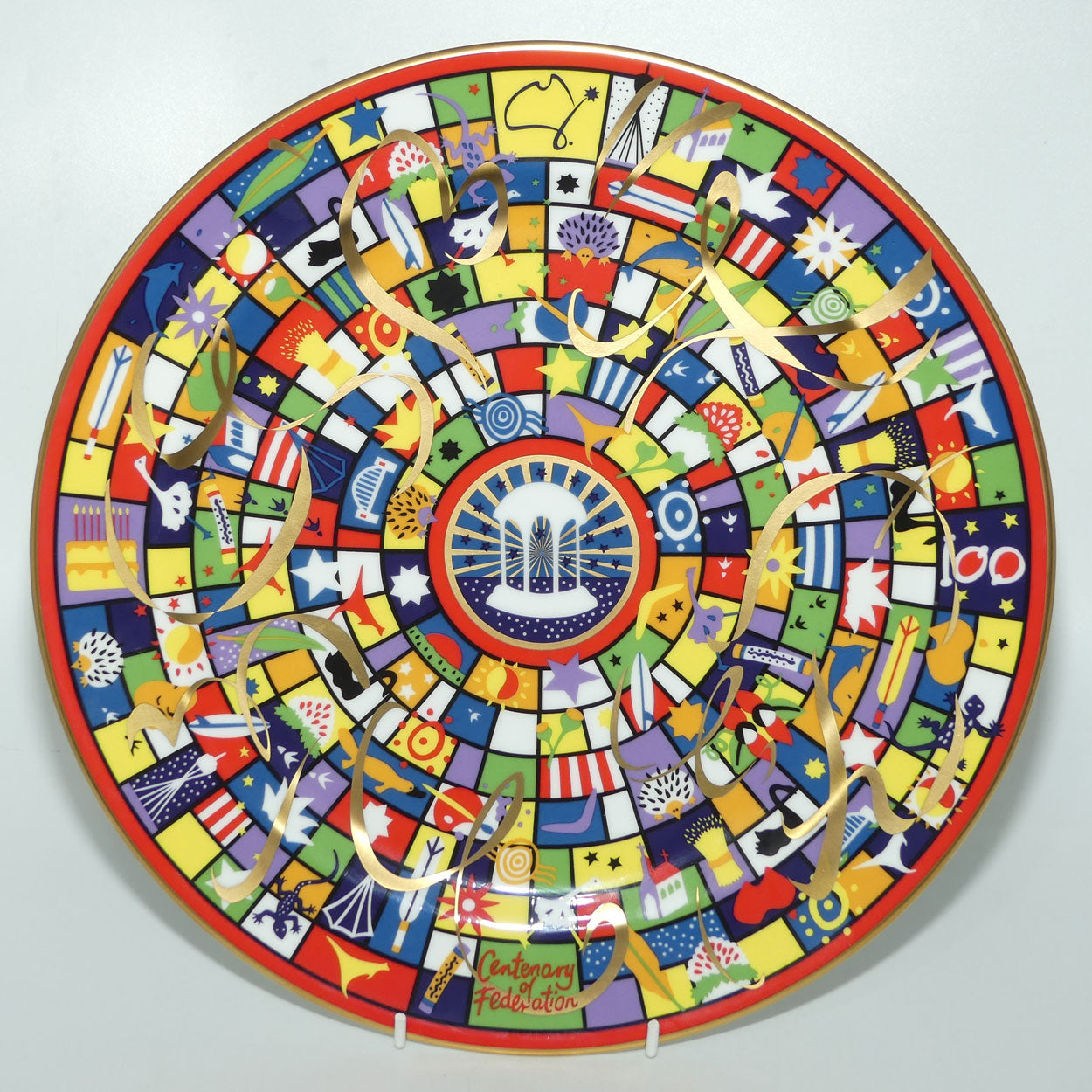Wedgwood Australia Centenary of Federation | Celebration Squares Art Plate | 32cm | signed, box + Cert
