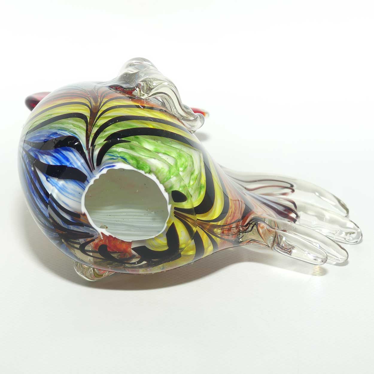 Heavy Blown Glass Colourful Rooster figure