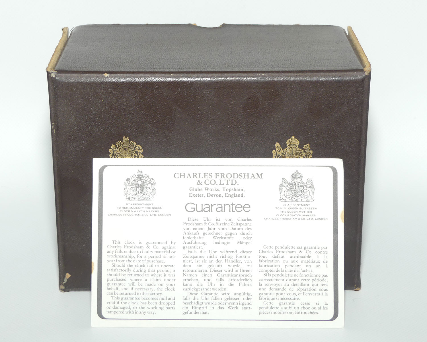 Charles Frodsham & Co Ltd Brass Carriage Clock | original box and papers | circa 1980