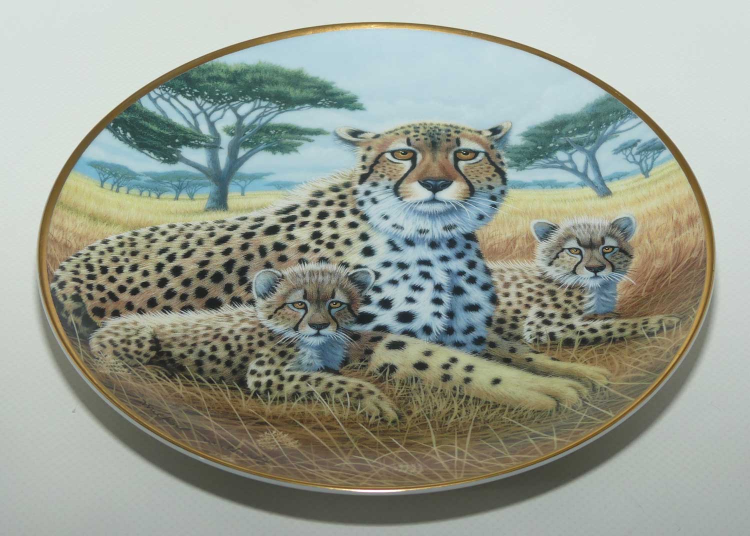 Franklin Mint | National Wildlife plate by Michael Matherly | Cheetah and Cubs