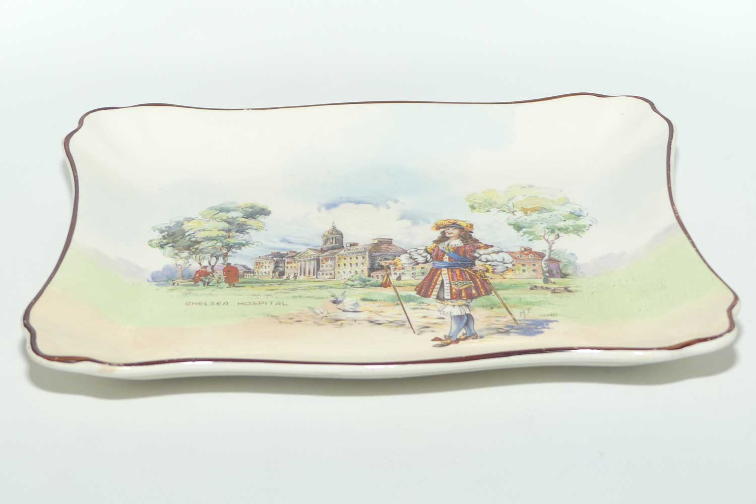Royal Doulton Historic England rectangular tray D5940 | Shape 7979 | Charles II at Chelsea Hospital