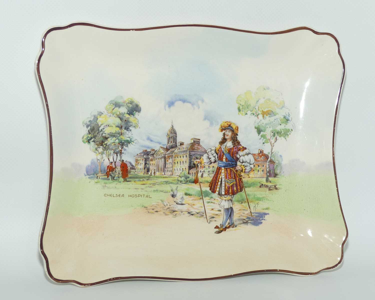 Royal Doulton Historic England rectangular tray D5940 | Shape 7979 | Charles II at Chelsea Hospital