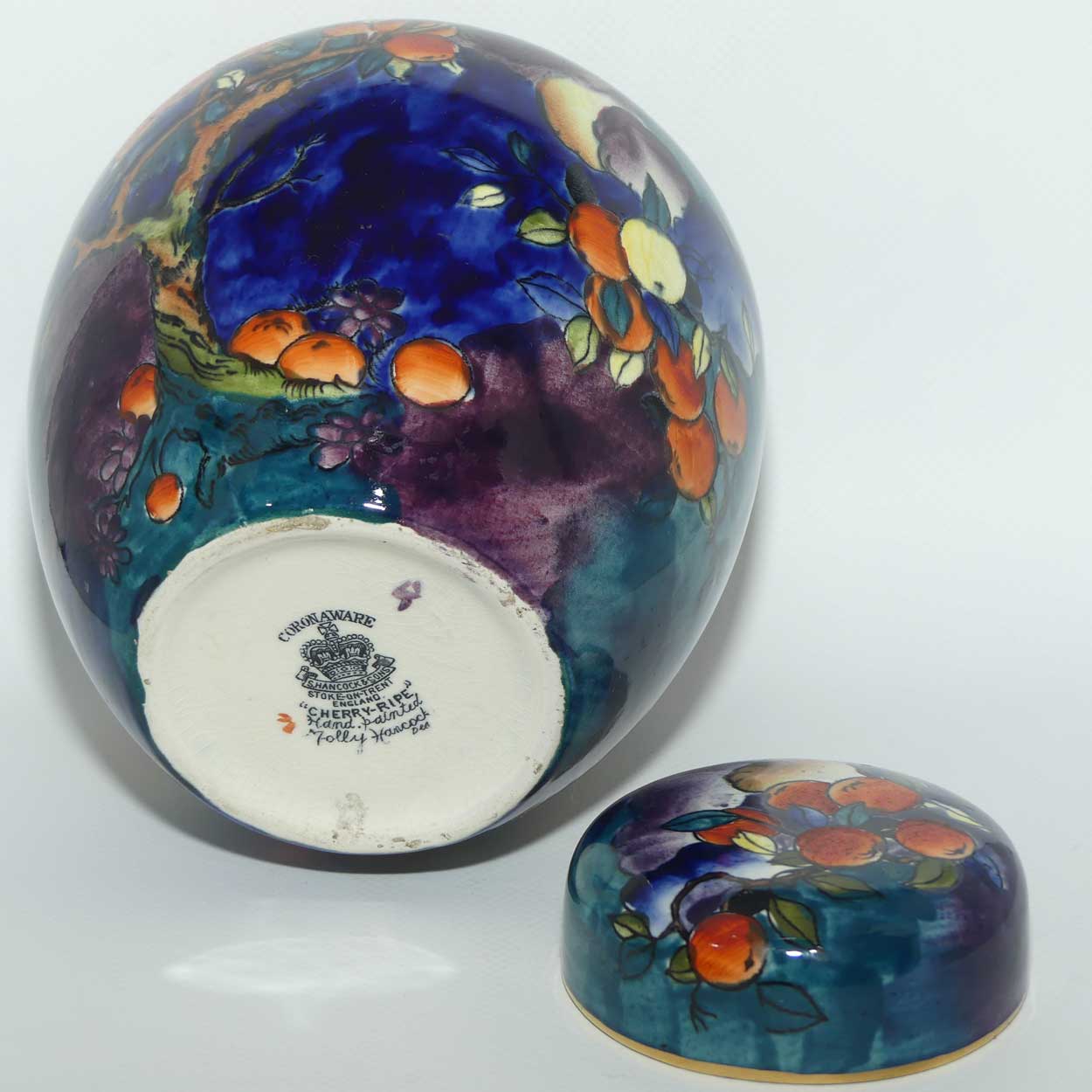 S Hancock and Sons Corona Ware Cherry Ripe pattern ginger jar designed by Molly Hancock