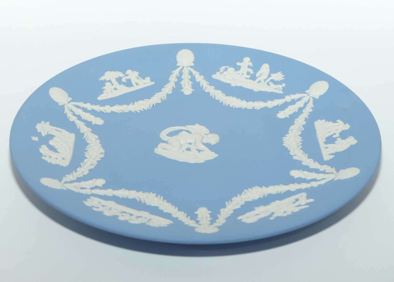 Wedgwood Jasper | White on Pale Blue | Cherub plate | 22.5cm diam