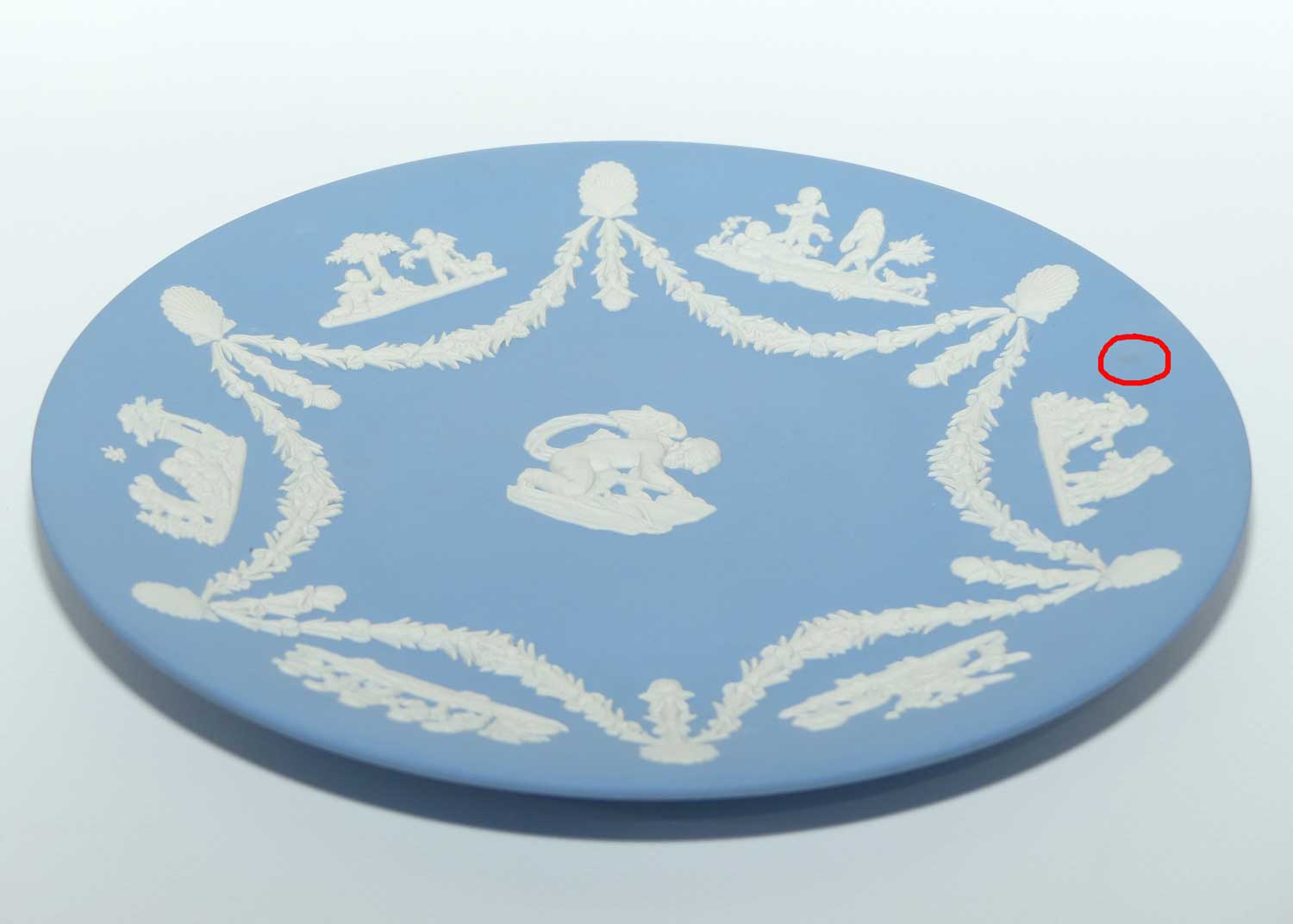 Wedgwood Jasper | White on Pale Blue | Cherub plate | 22.5cm diam