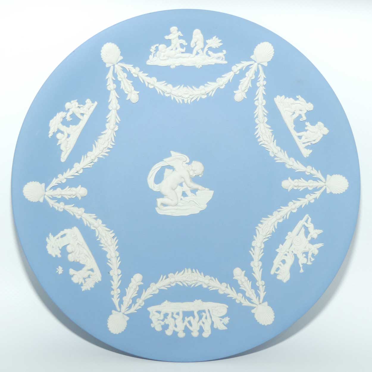 Wedgwood Jasper | White on Pale Blue | Cherub plate | 22.5cm diam