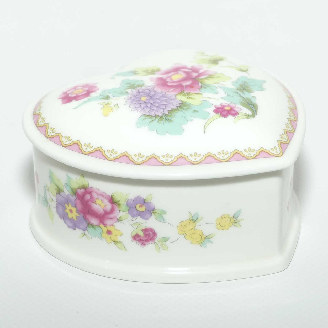Mikasa Bone China heart shape trinket box | Cheshire pattern A6-004