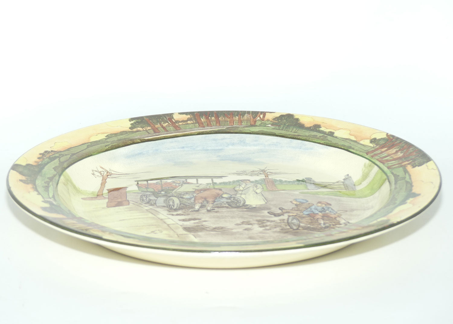 Royal Doulton Early Motoring chop plate D2406: 'Itch yer on...