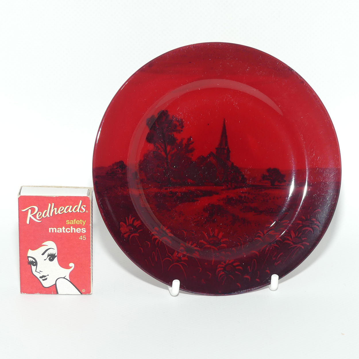Royal Doulton Flambe Woodcut small plate | Churches | 13cm
