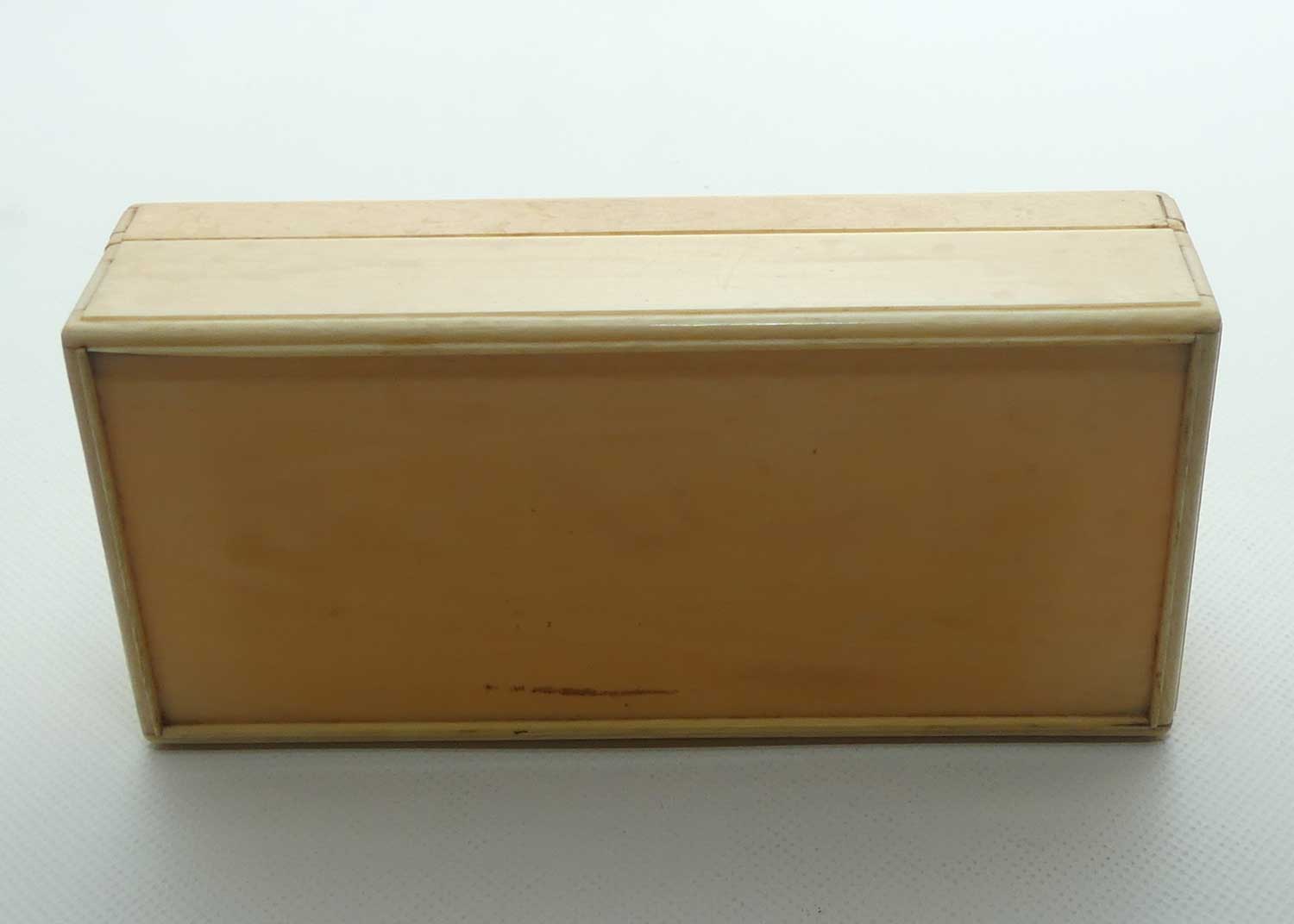 Carved Ivory trinket box depicting Elephant and Tiger