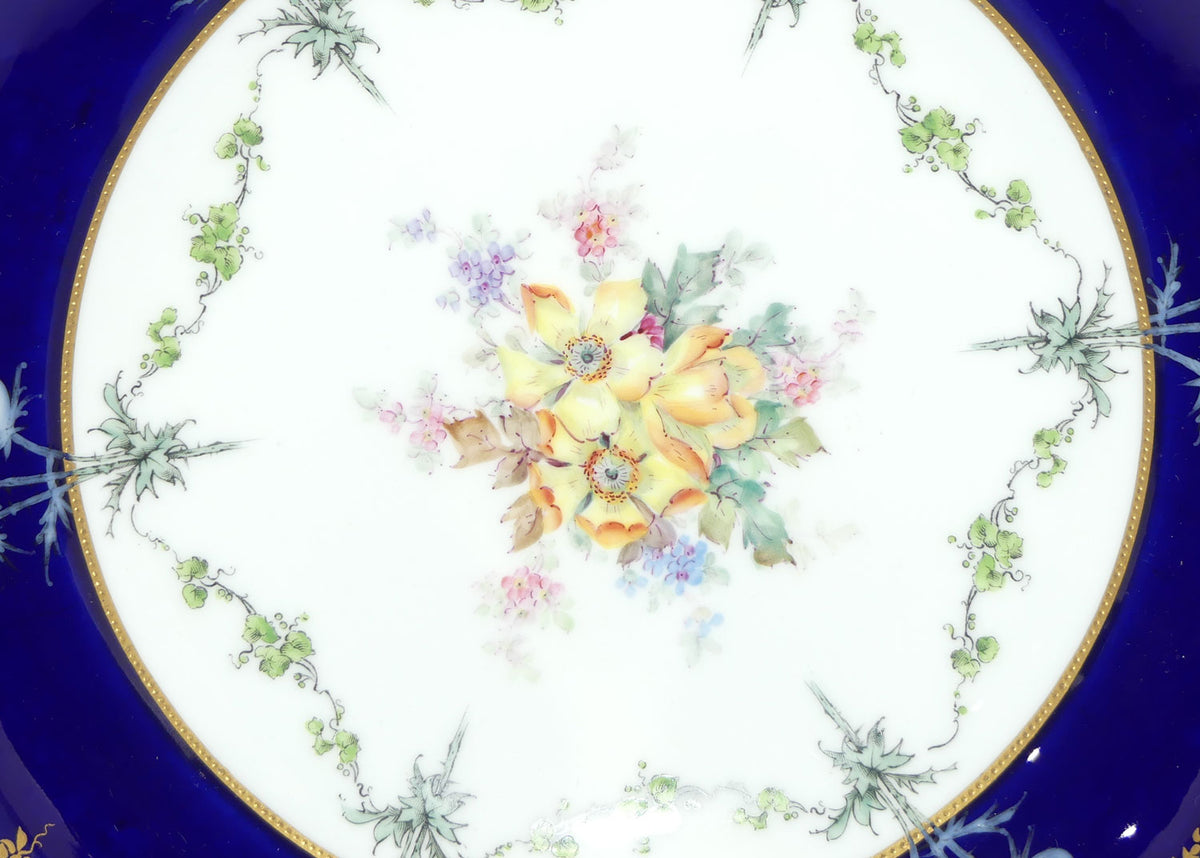 Royal Crown Derby Floral Decor and Rich Blue and Gilt handled server | #1 | Pattern 6642 | c.1902