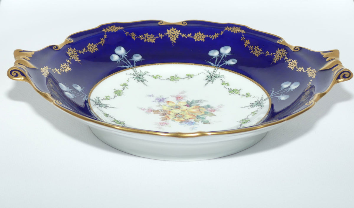 Royal Crown Derby Floral Decor and Rich Blue and Gilt handled server | #1 | Pattern 6642 | c.1902