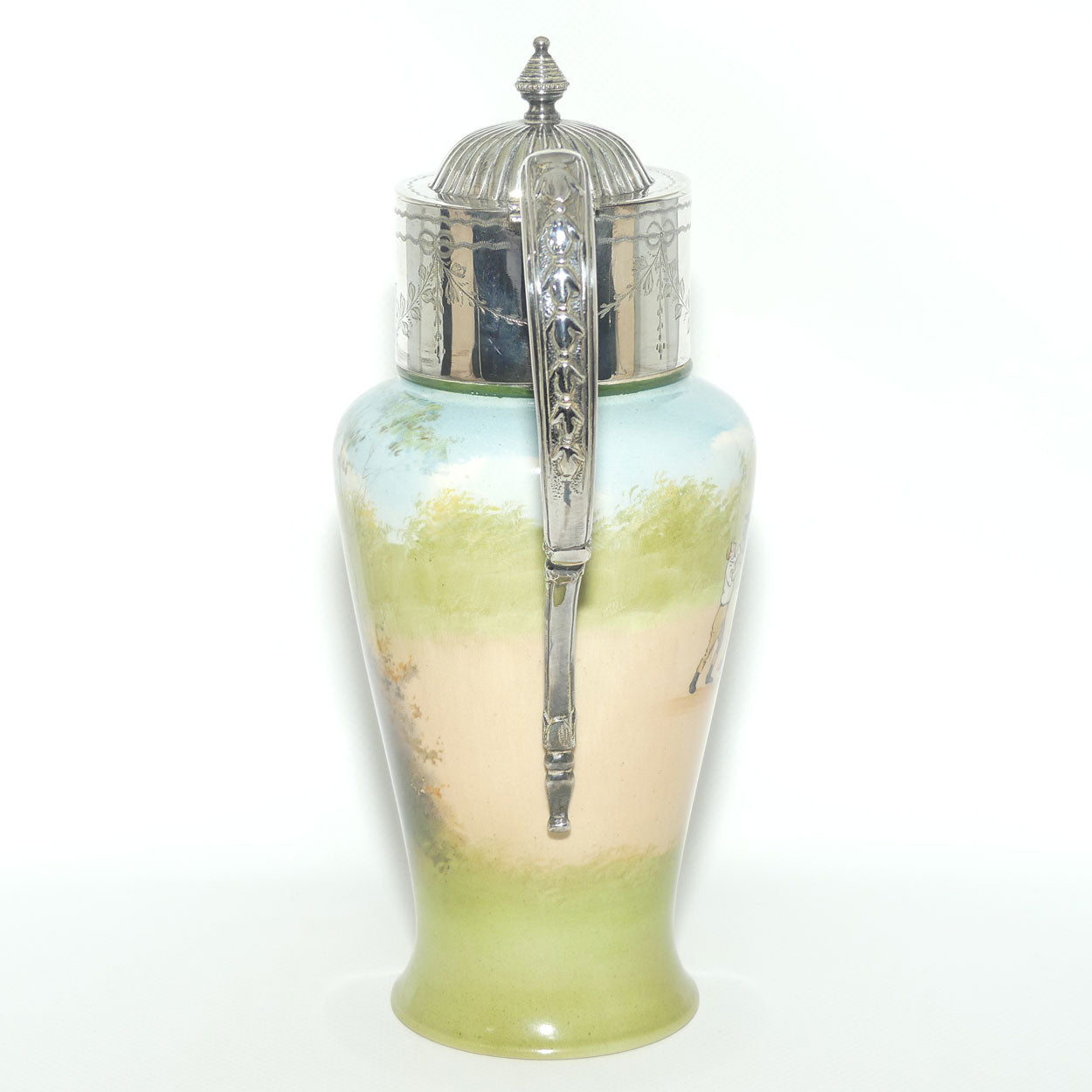 Royal Doulton Coaching Days claret jug with EPNS handle and lid E2768 | rare Blue Sky variation