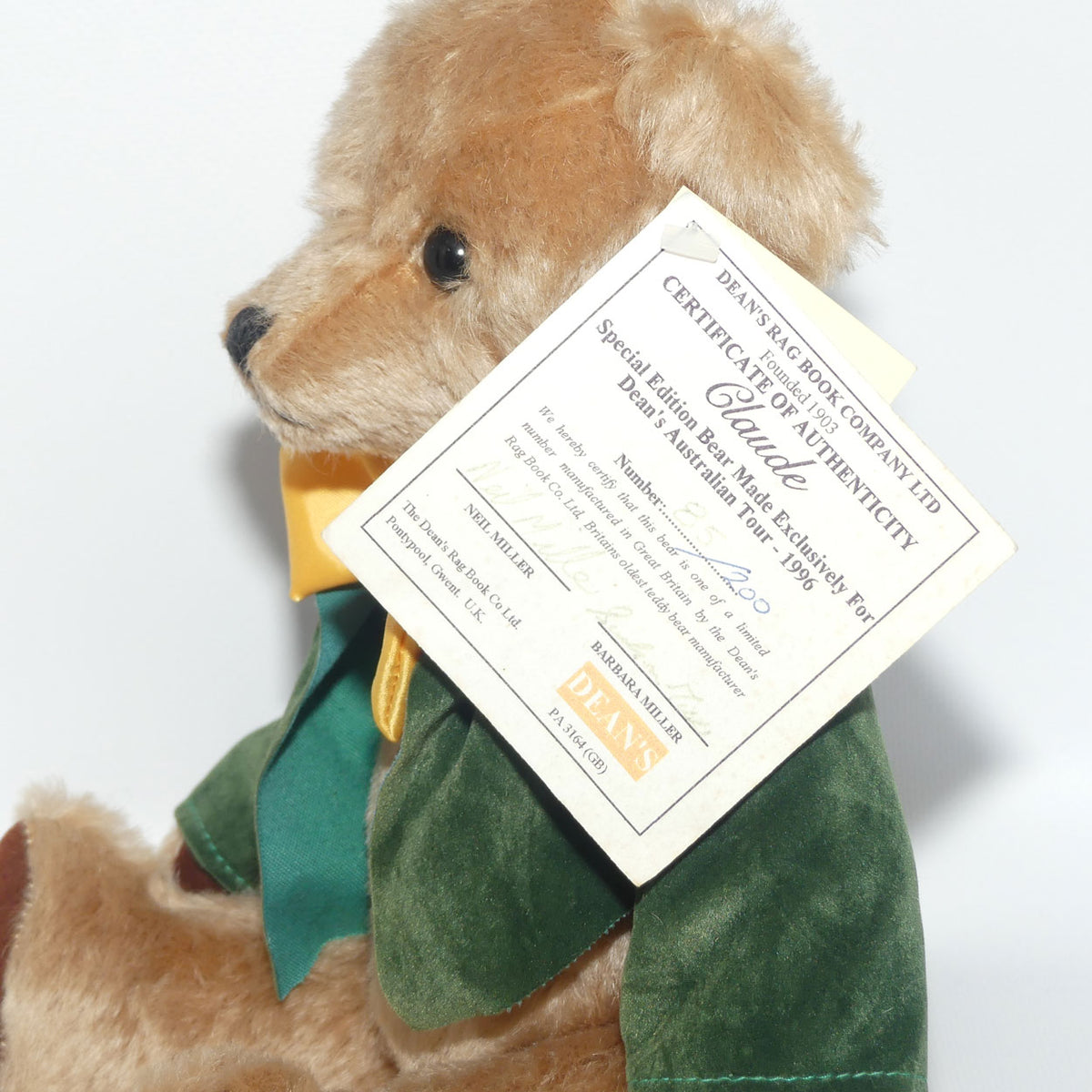 Dean's Rag Book Company Special Edition Bear for Australia | Claude | LE85/200