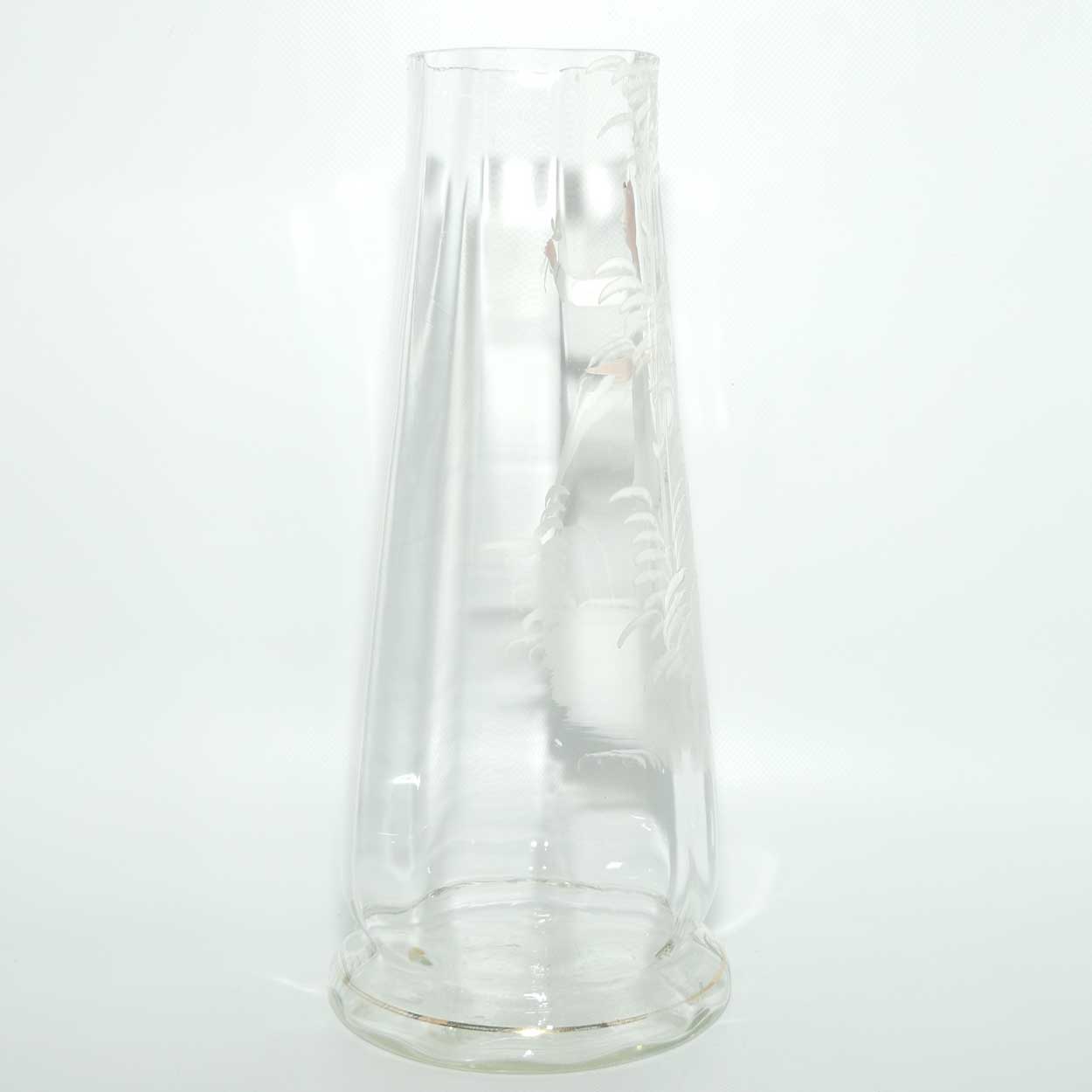 Clear Mary Gregory Glass vase | Girl with Umbrella | Coloured