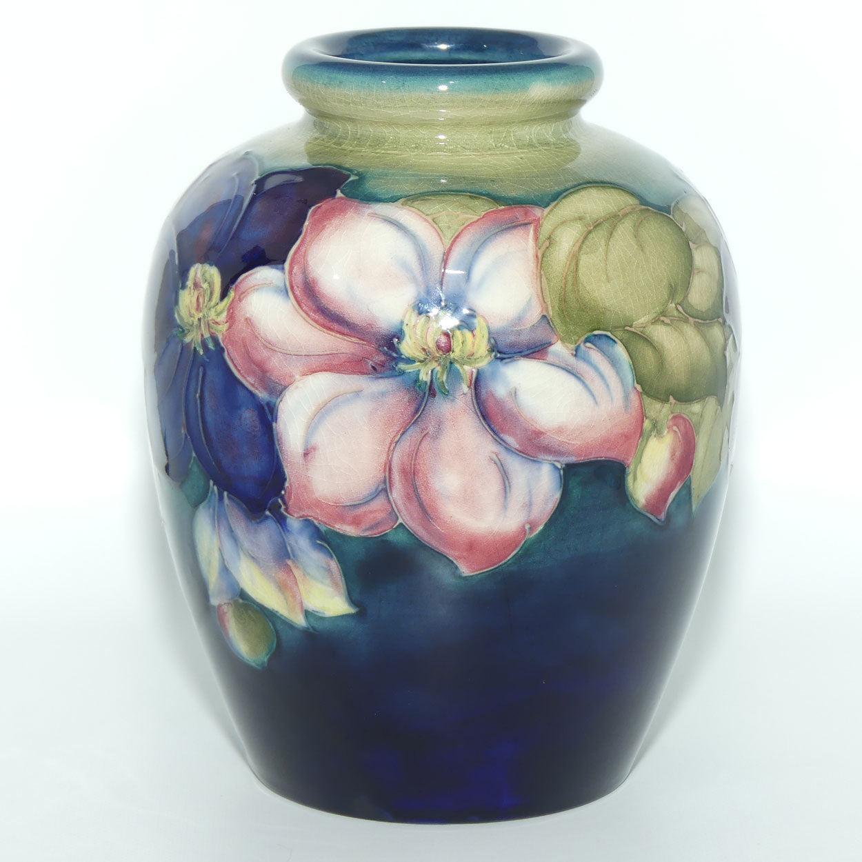 Walter Moorcroft Clematis (Blue Green) vase #1
