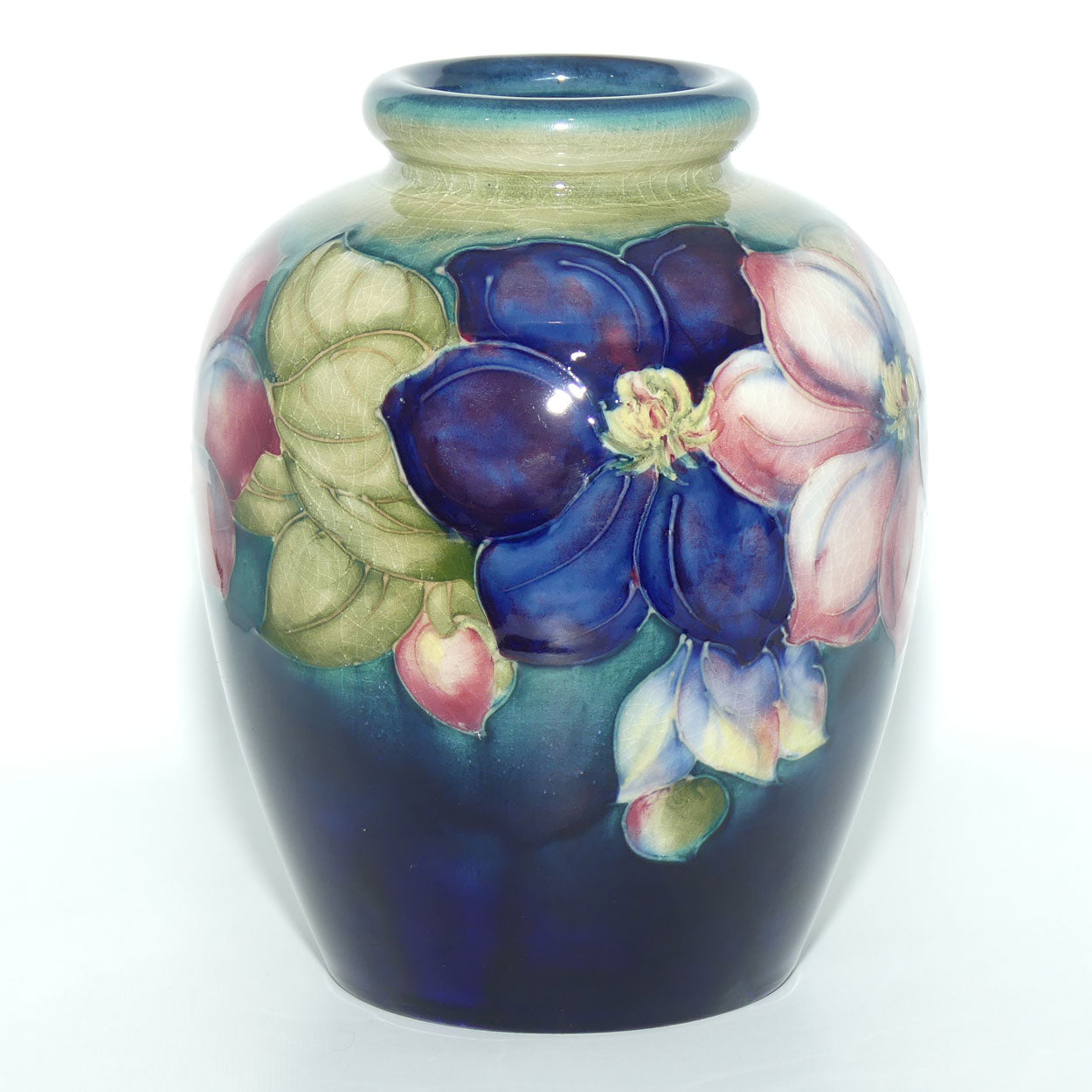 Walter Moorcroft Clematis (Blue Green) vase #1