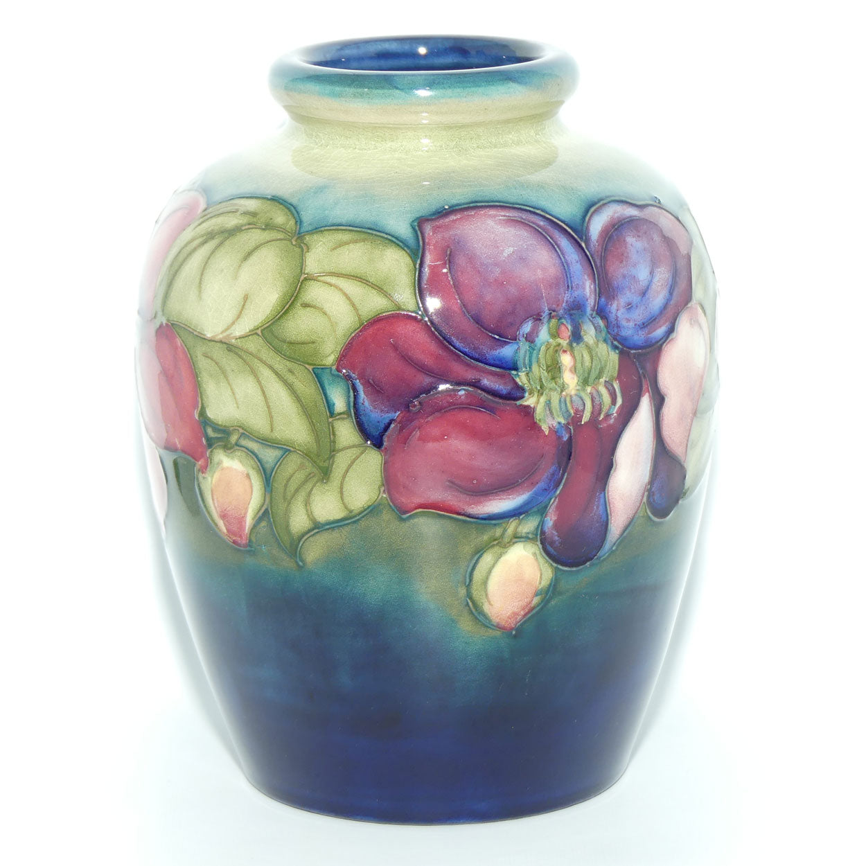 Walter Moorcroft Clematis | Blue Green vase | #2
