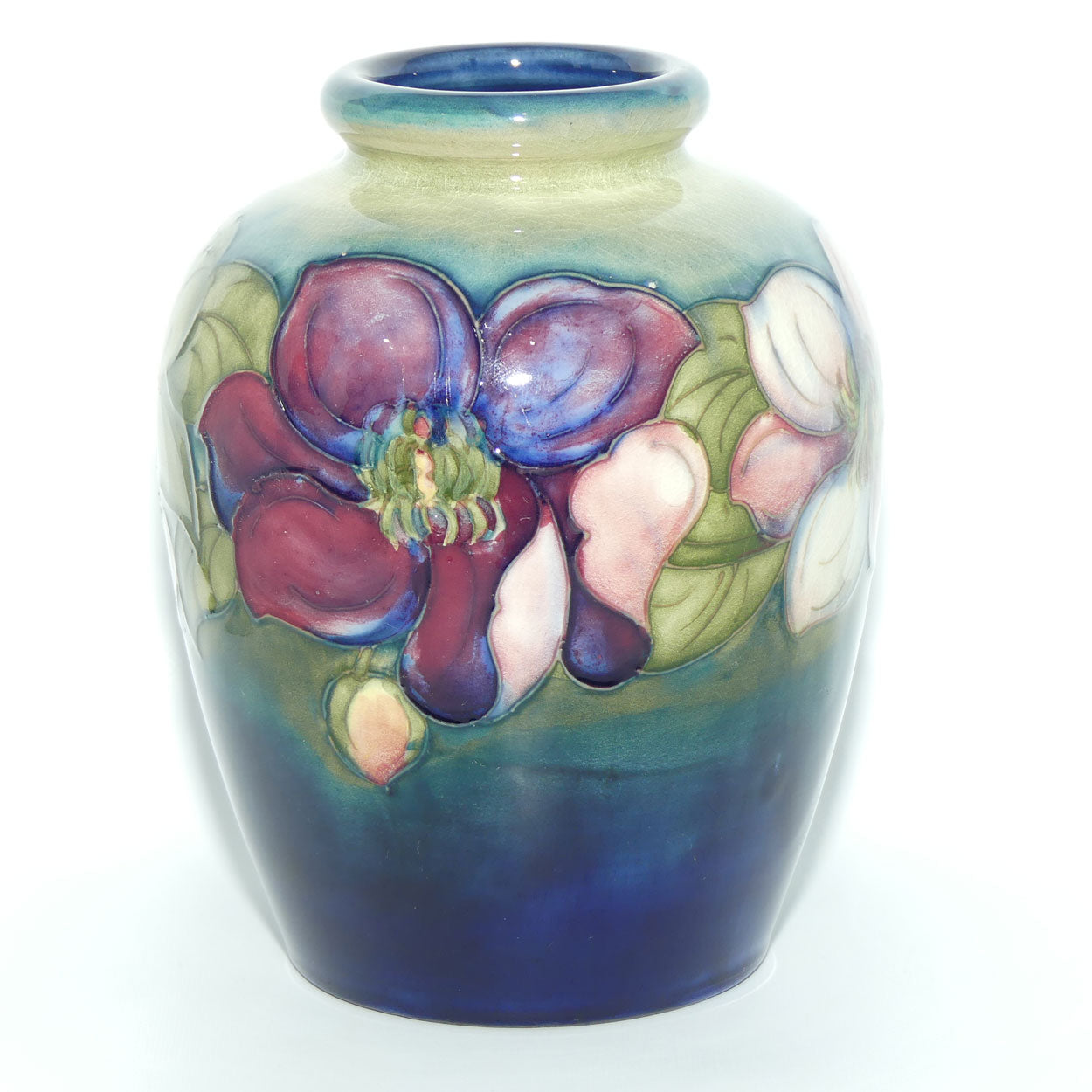 Walter Moorcroft Clematis | Blue Green vase | #2