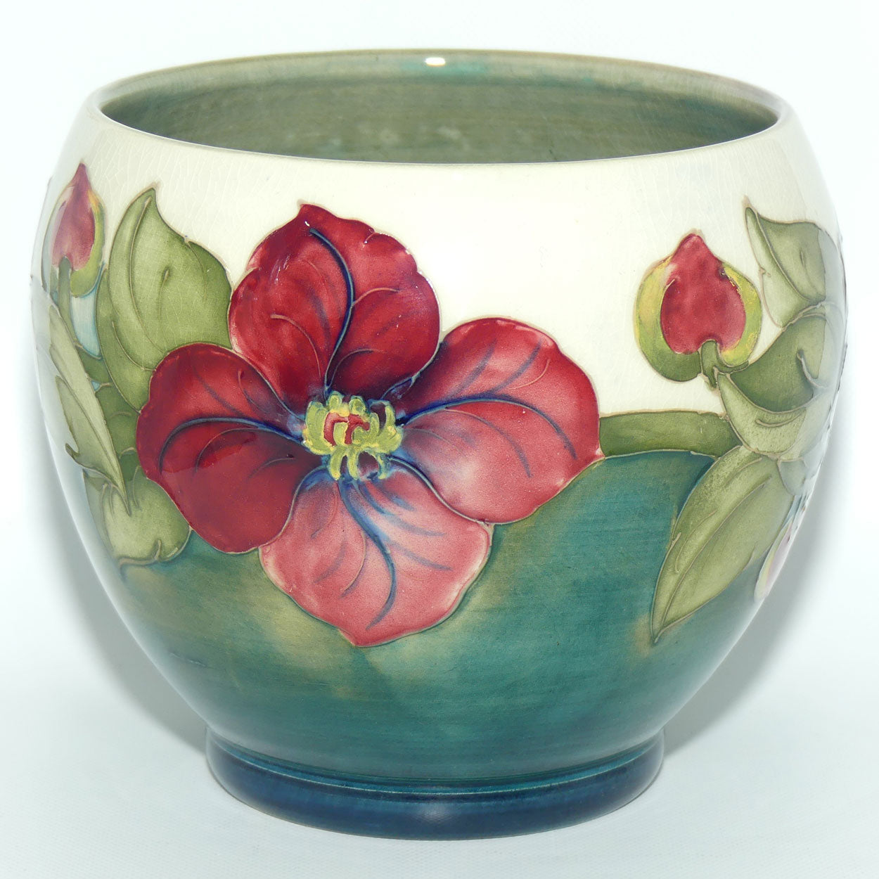 Walter Moorcroft Clematis planter | unusual White Ground