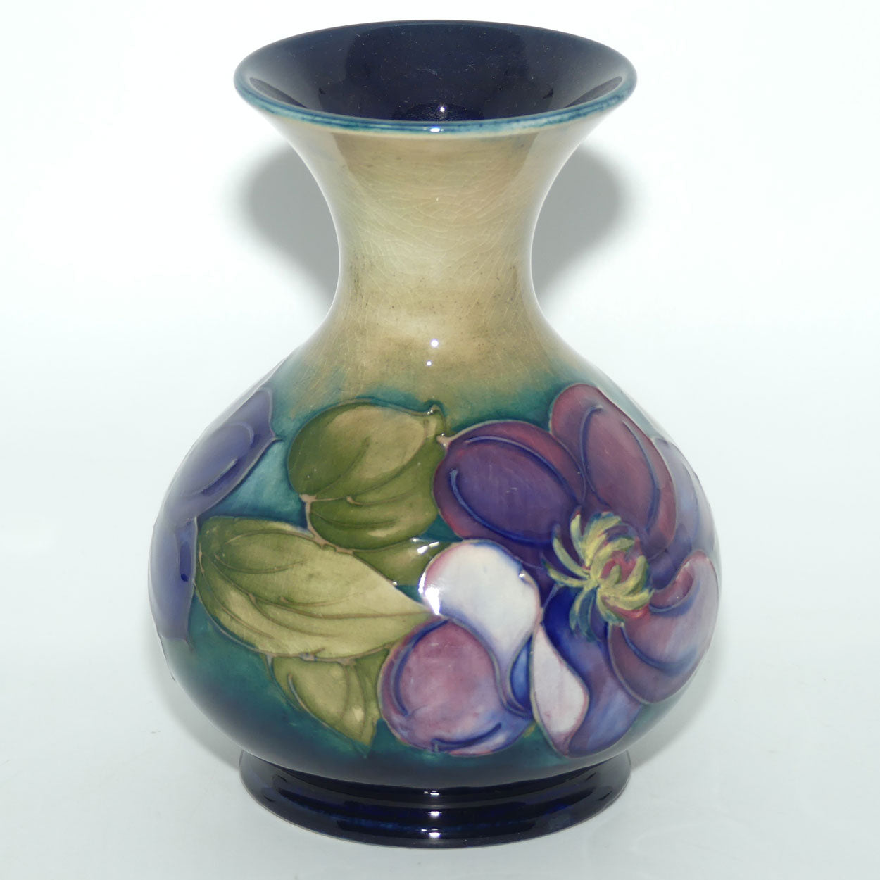 Walter Moorcroft Clematis (Green) flaired and waisted vase