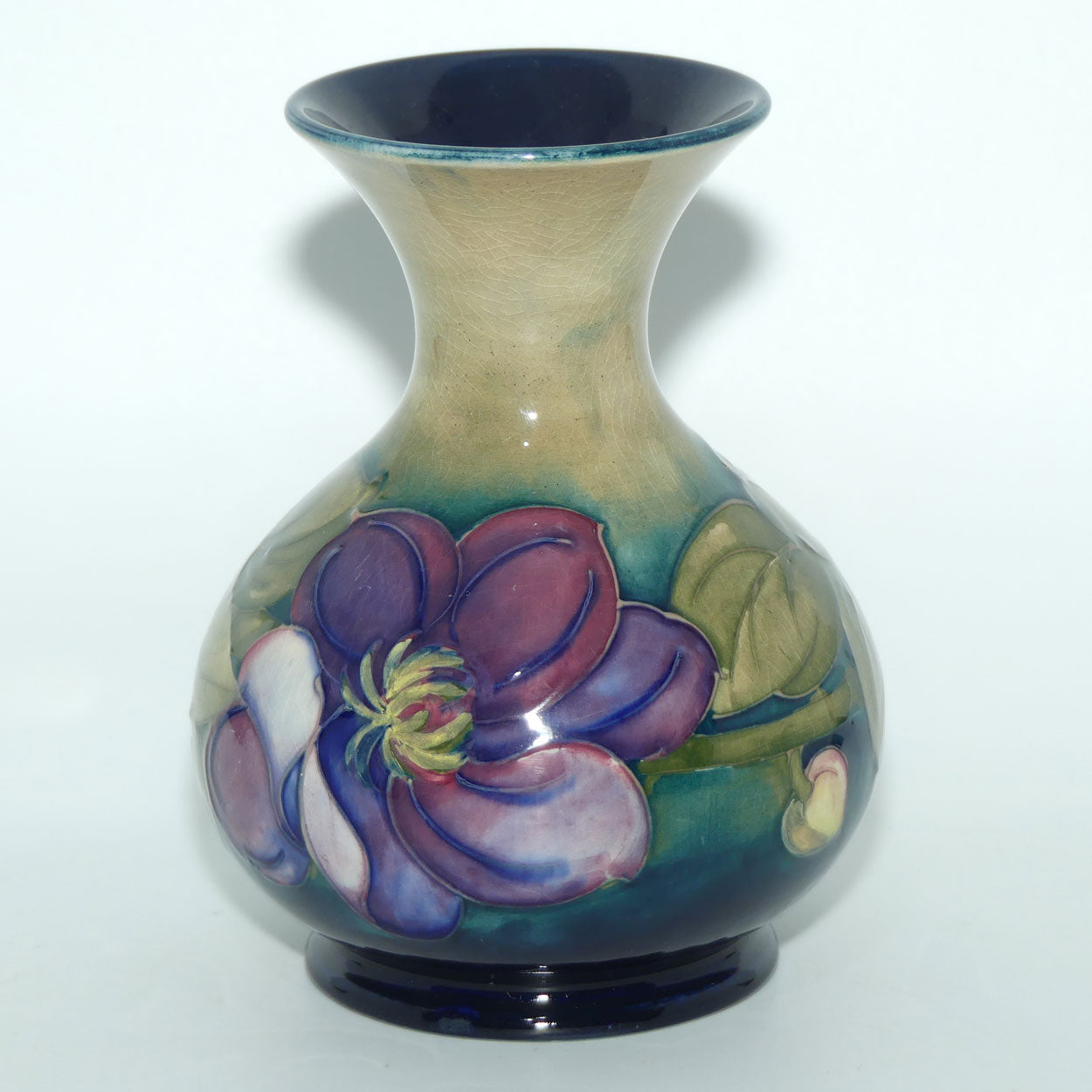 Walter Moorcroft Clematis (Green) flaired and waisted vase