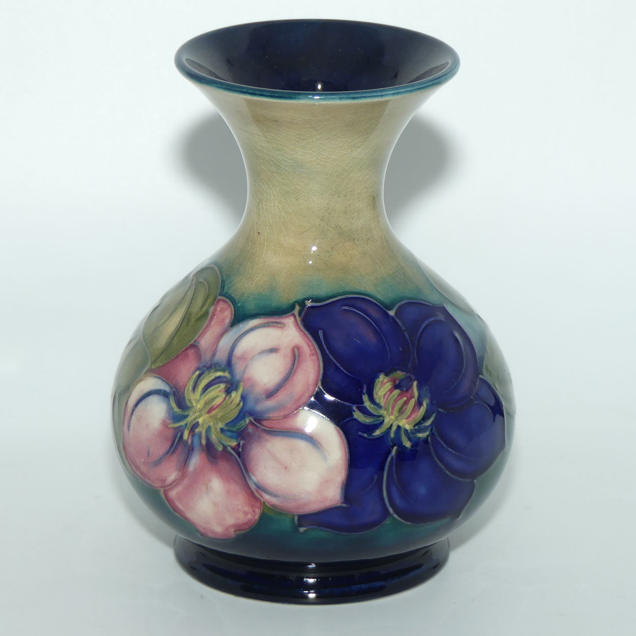 Walter Moorcroft Clematis (Green) flaired and waisted vase