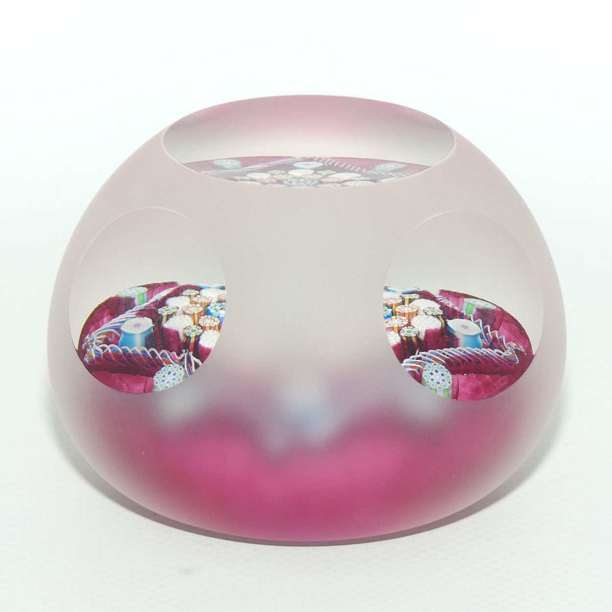 John Deacons Scotland Clichy Square Facetted and Sandblasted Magnum paperweight | Ruby |