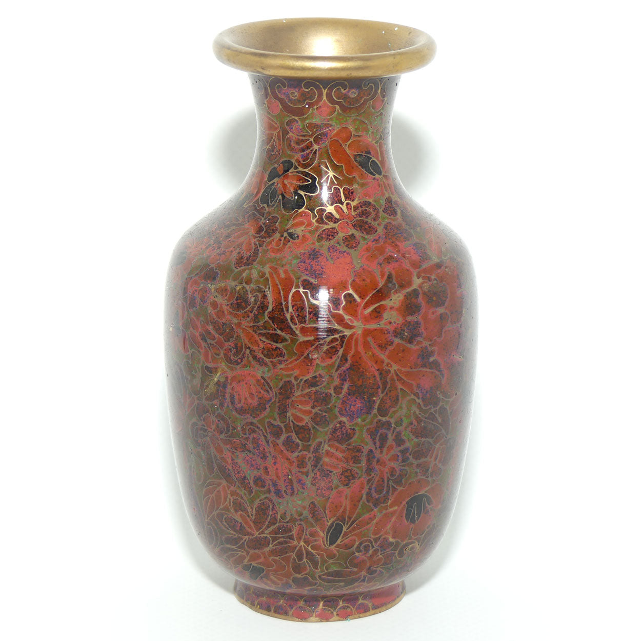 Mid Century Cloisonne Vase | Small | Iron Red