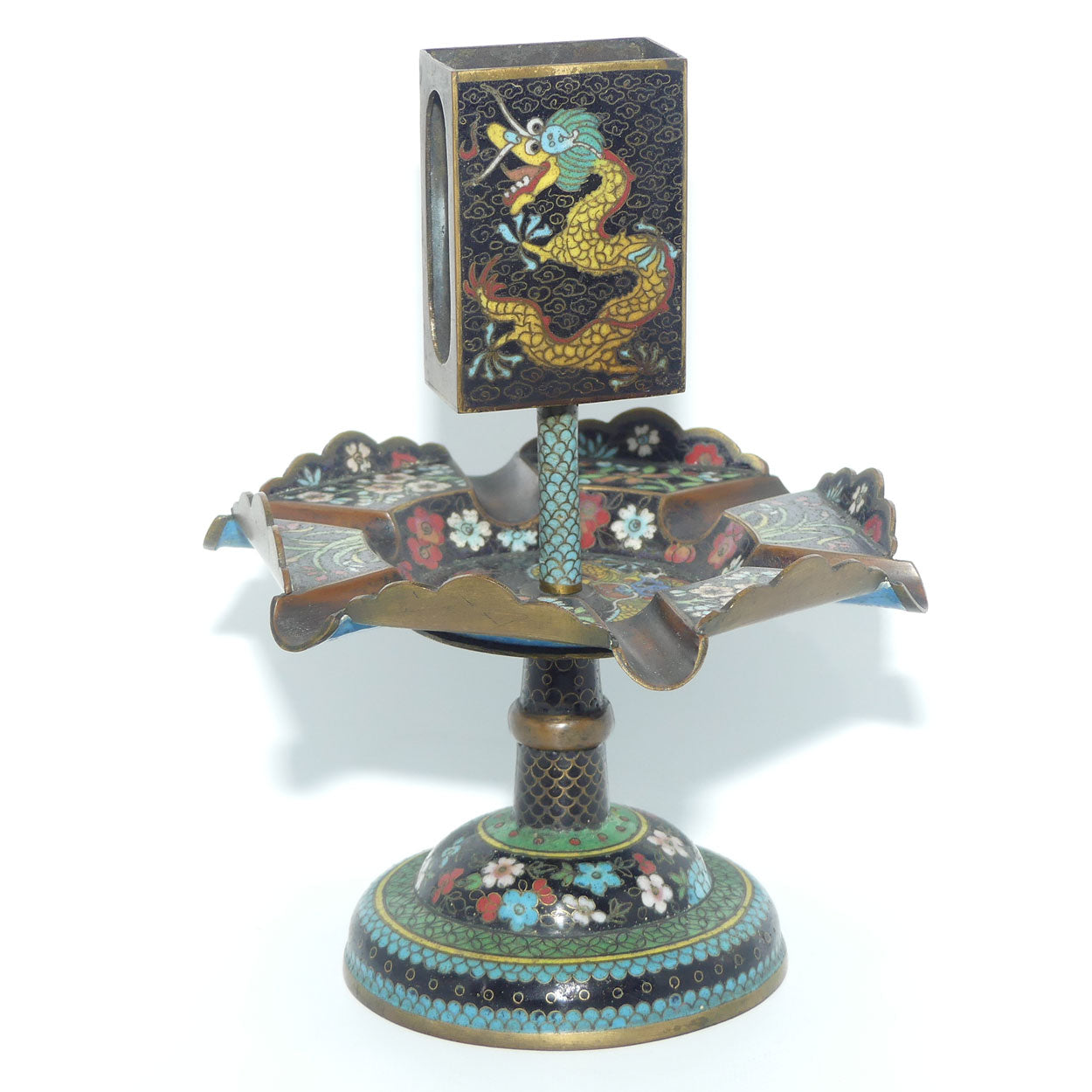 Superb Cloisonne Smokers stand | Dragon Motif